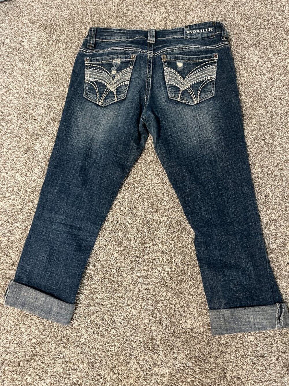Hydraulic Capri Jeans Juniors 9/10 Distressed Cuffed Stretch Denim Y2K